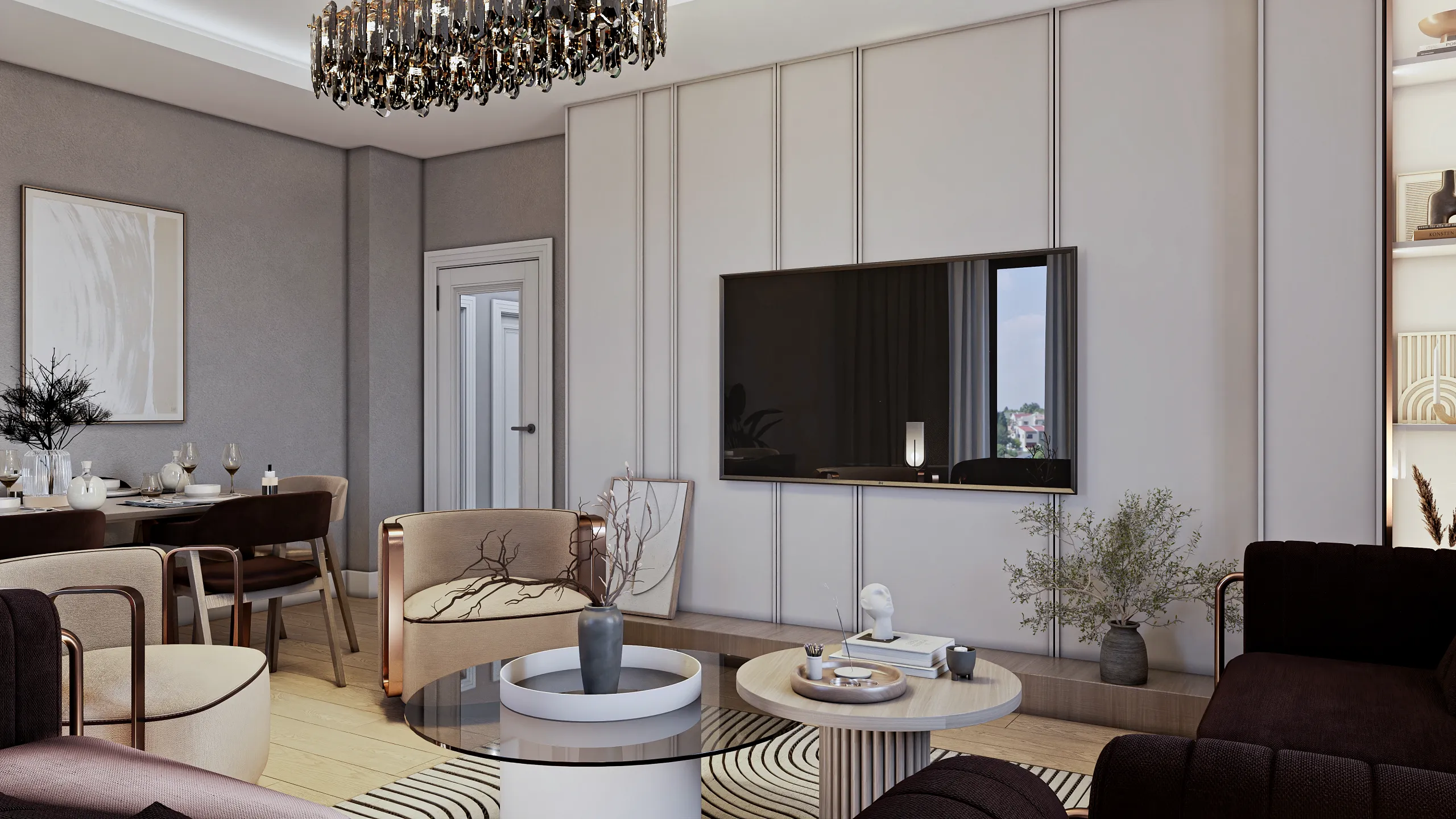 Perla Konutları salon iç mimari tasarımı